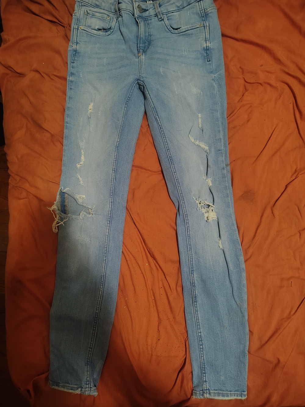 Zara Light Blue Distressed Skinny Jeans
